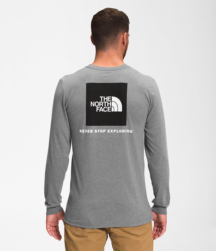 The North Face T-Shirts Γκρι Ανδρικα Μακρυμανικα Box Nse - Greece 0835MAZPL